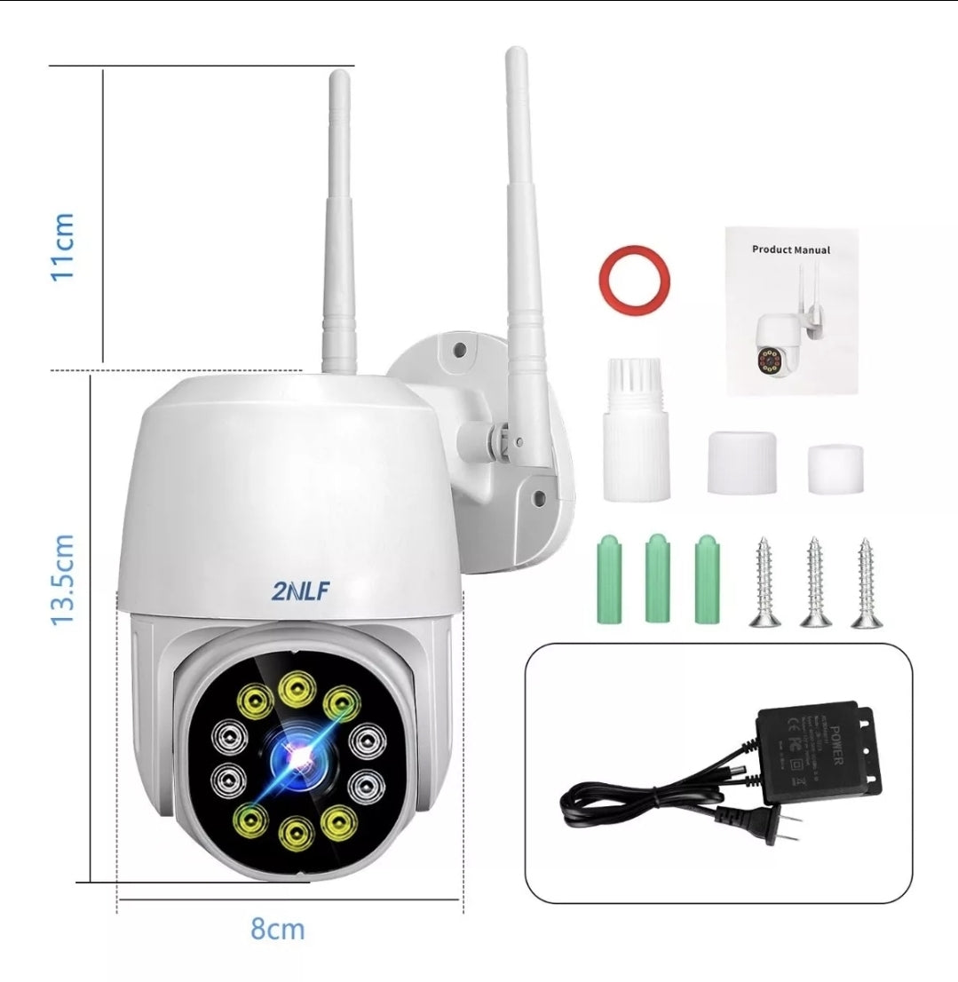 Cámara de seguridad para exteriores WiFi HD 1080p con alarma