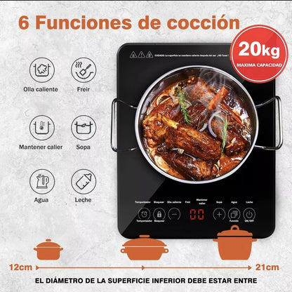 Parrilla de inducción eléctrica 1 quemador 1200w