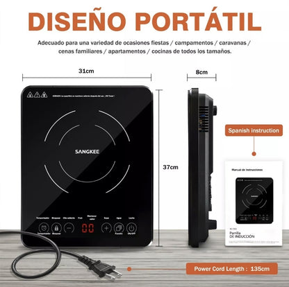 Parrilla de inducción eléctrica 1 quemador 1200w