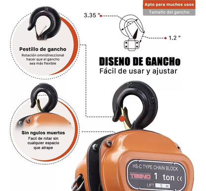 Polipasto de cadena 1TON 5m