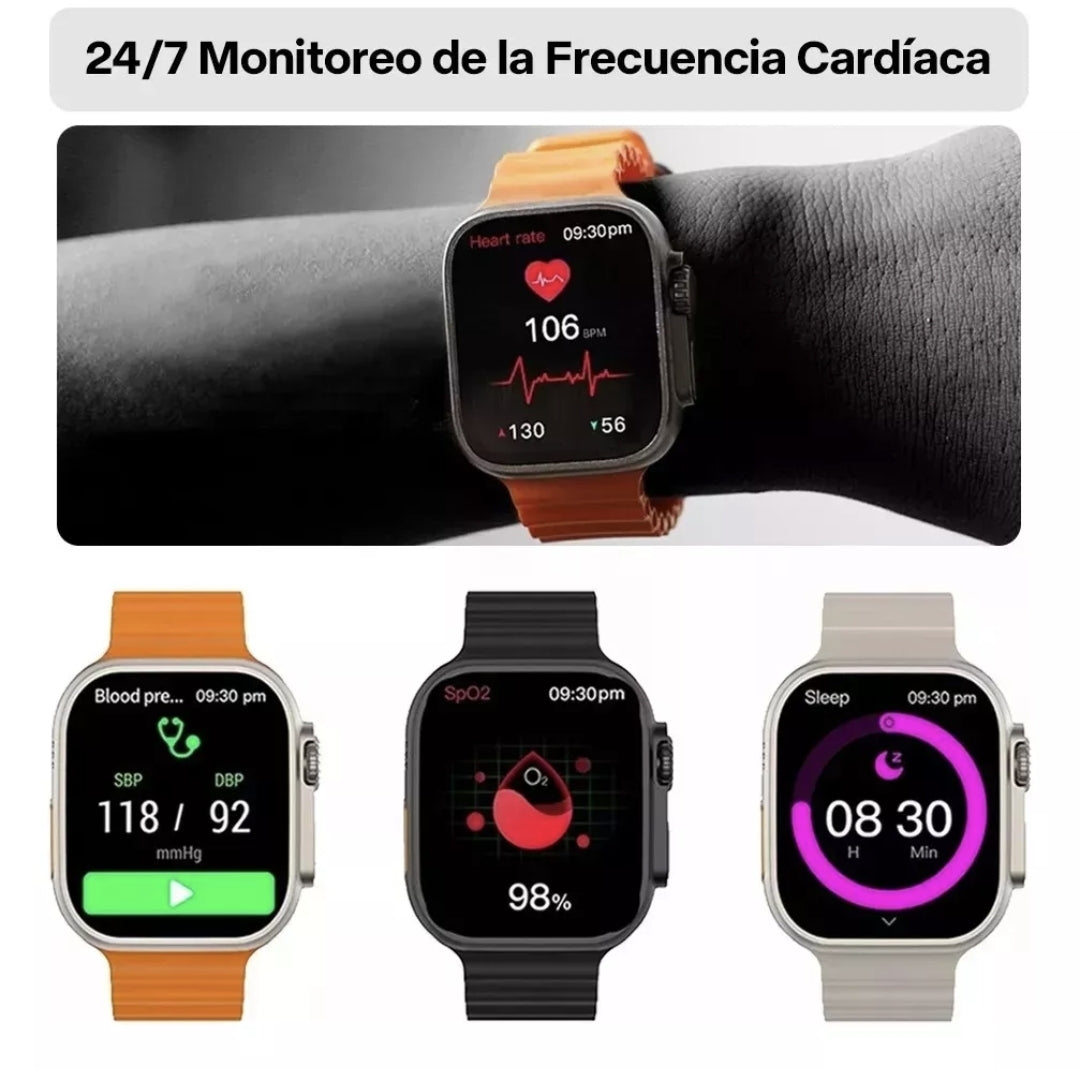 Smartwach + 7 correas + funda + audífonos
