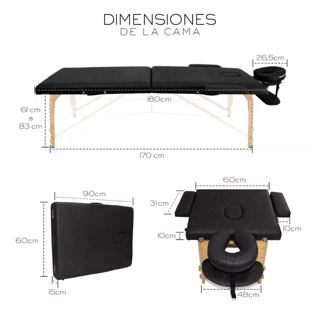 Cama plegable profesional para masajes