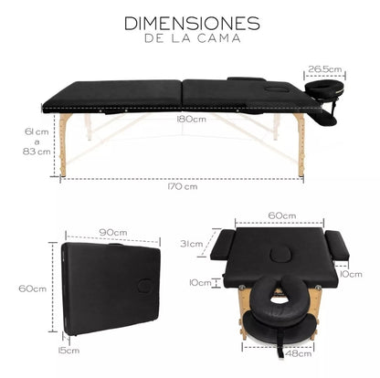 Cama plegable profesional para masajes