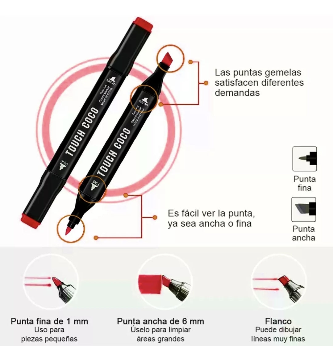 Kit 2 rollos de papel con dibujos para colorear + 80 plumones doble punta