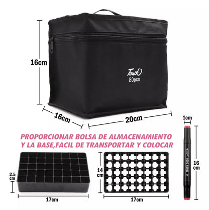 Kit 2 rollos de papel con dibujos para colorear + 80 plumones doble punta