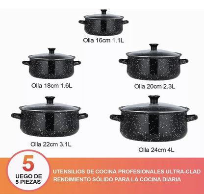 Batería de cocina / juego de ollas con tapa