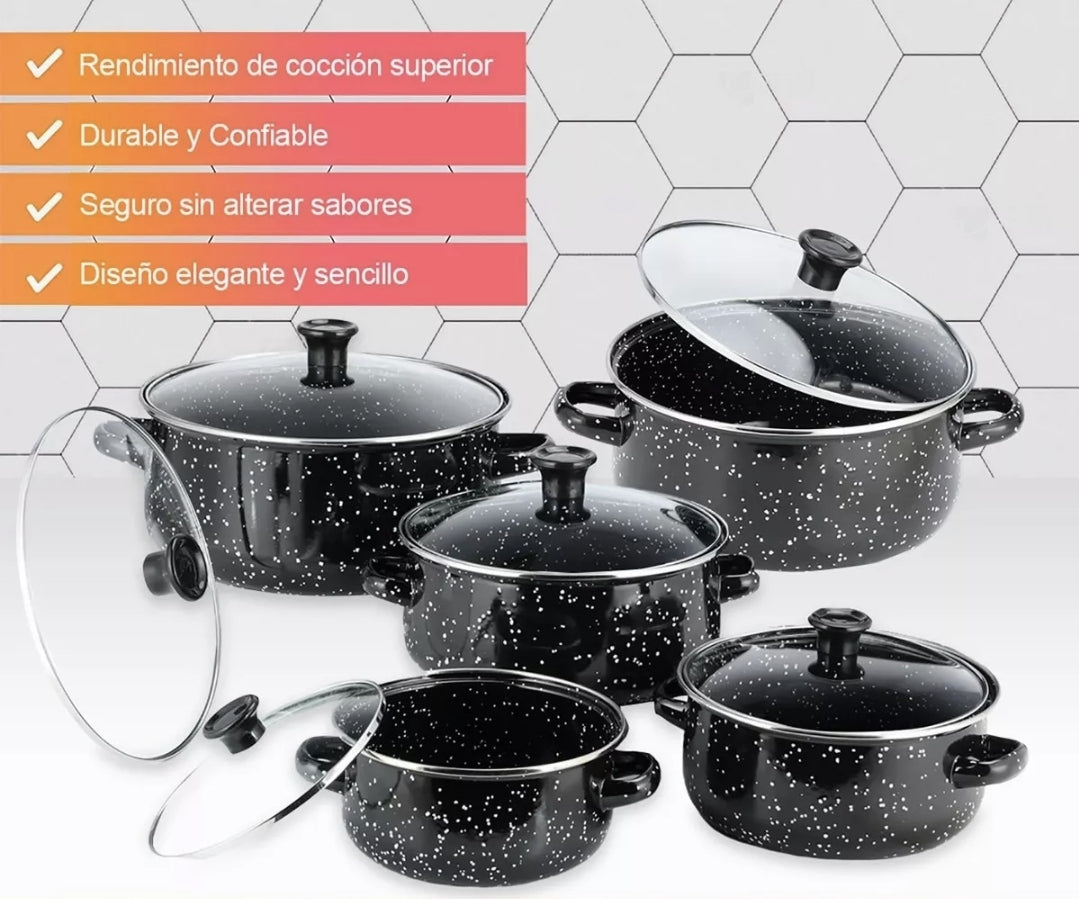 Batería de cocina / juego de ollas con tapa