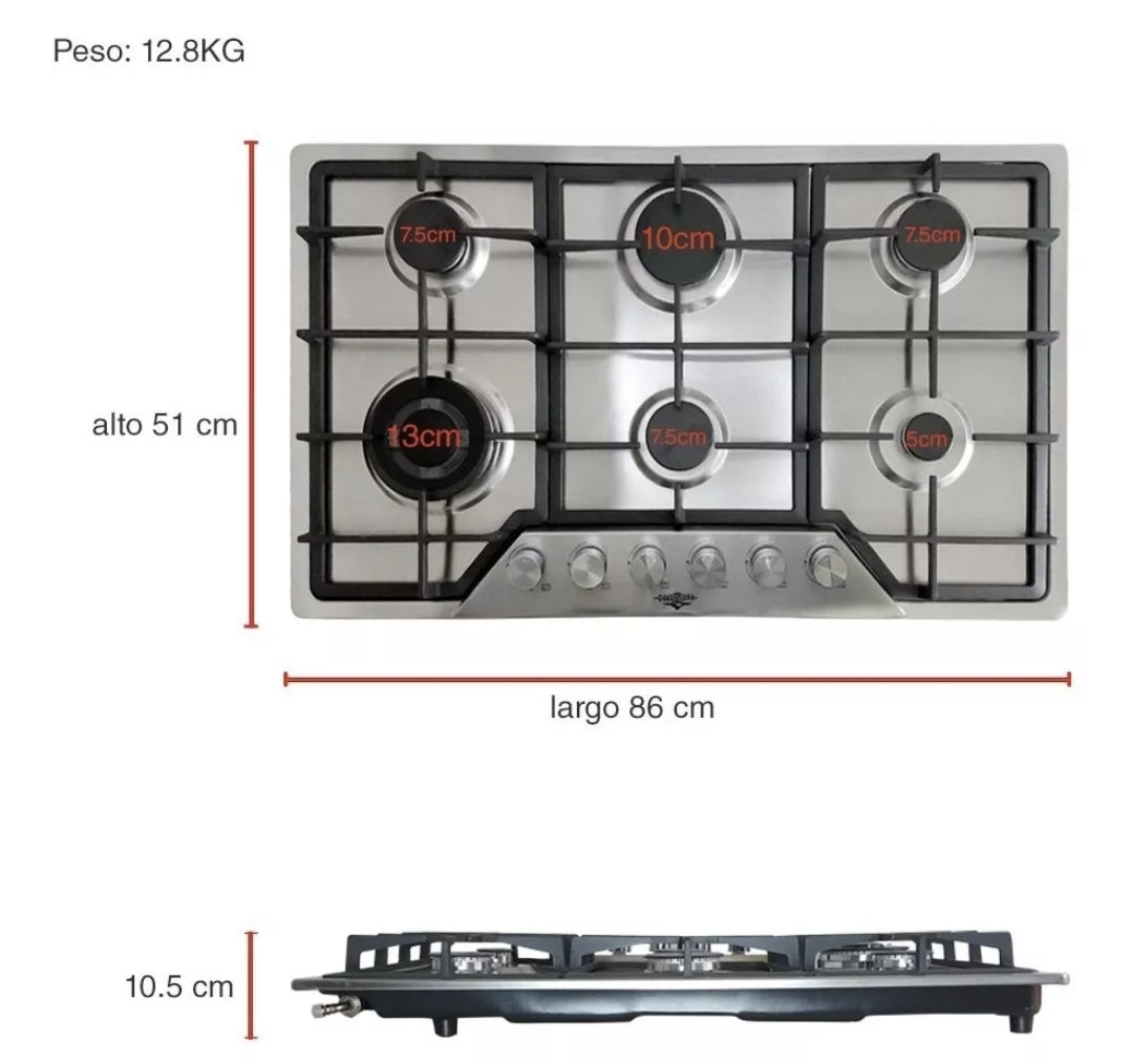 Parrilla 6 quemadores marca GUTSTARK