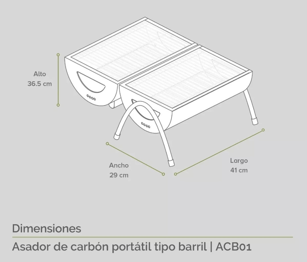 Asador de carbón portátil AVERA color negro