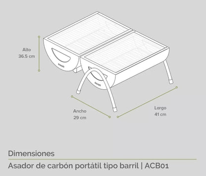Asador de carbón portátil AVERA color negro