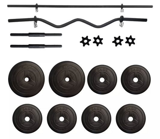 Kit de mancuernas + Barra Z + Barra recta + 8 discos TOTAL 80 LBS