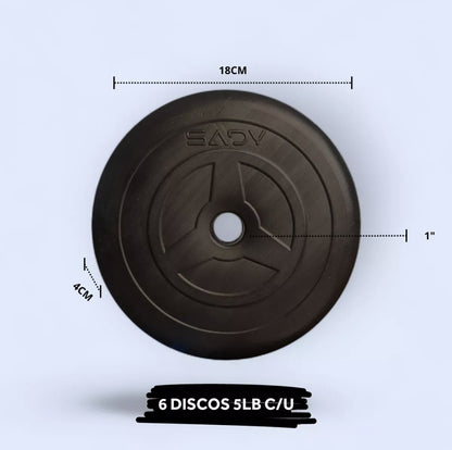 Kit de mancuernas + Barra Z + Barra recta + 8 discos TOTAL 80 LBS