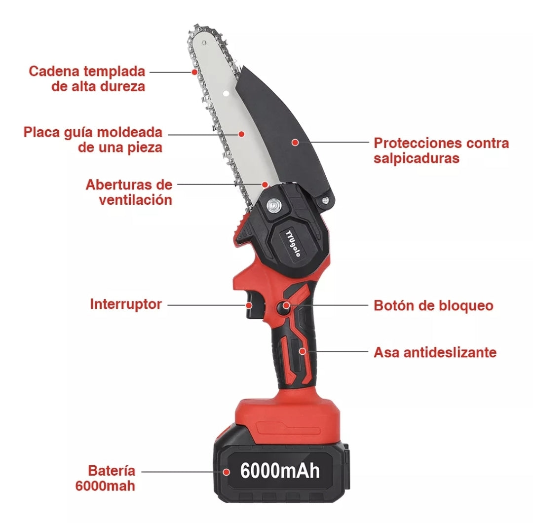 Mini motosierra inalámbrica + 2 pilas