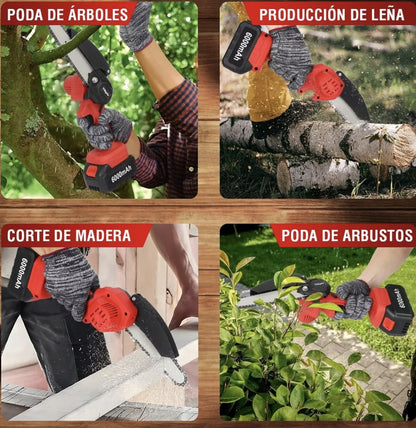 Mini motosierra inalámbrica + 2 pilas
