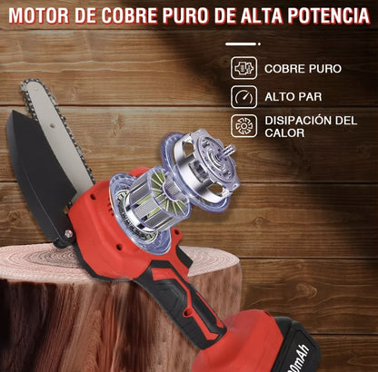 Mini motosierra inalámbrica + 2 pilas