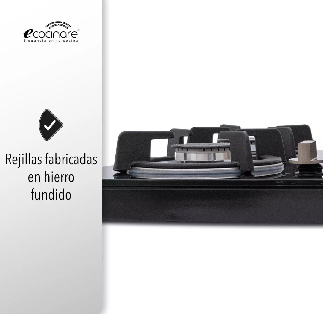 Parrilla 5 quemadores vidrio templado ECOCINARE