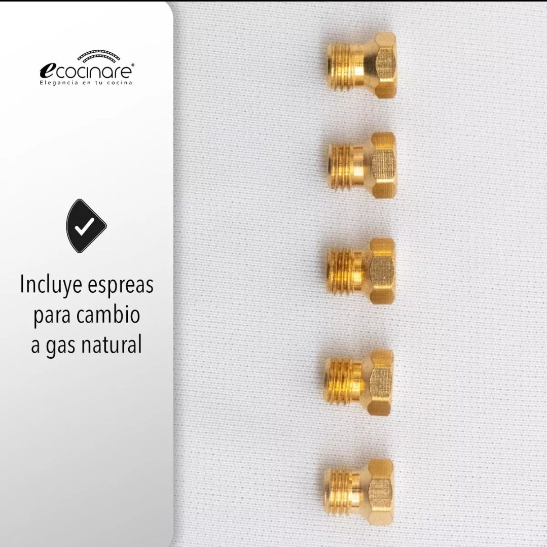 Parrilla 5 quemadores vidrio templado ECOCINARE