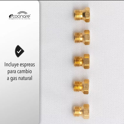 Parrilla 5 quemadores vidrio templado ECOCINARE