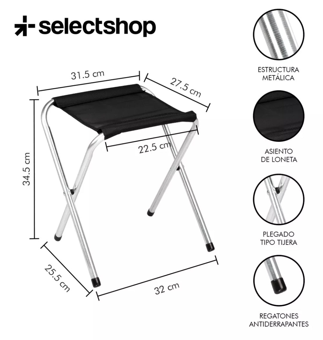 Mesa plegable tipo portafolio 1.20m  con 4 sillas portátiles