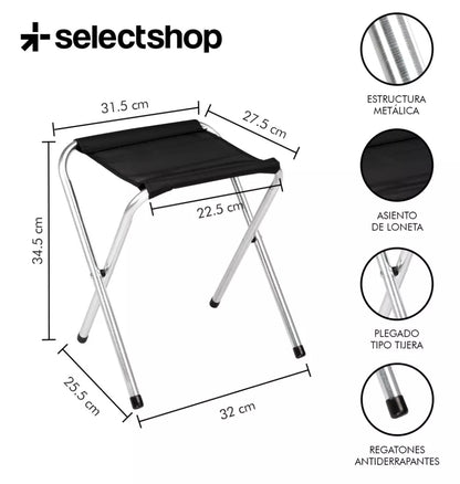 Mesa plegable tipo portafolio 1.20m  con 4 sillas portátiles