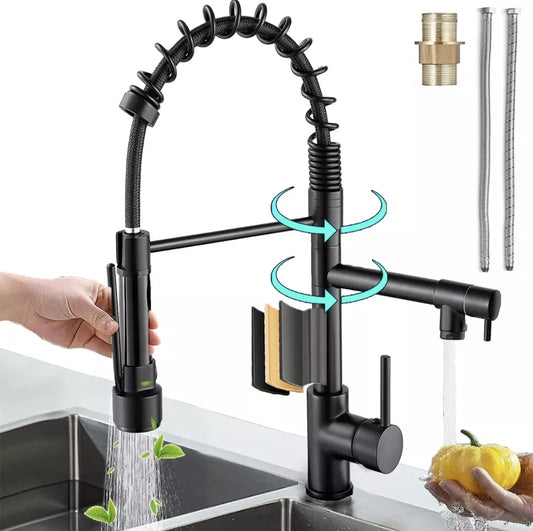 Grifo mono mando con llave flexible de acero inoxidable
