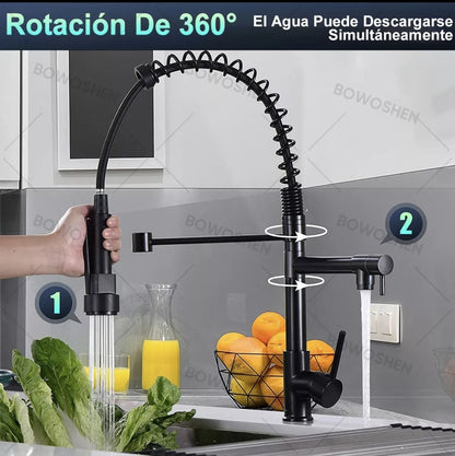 Grifo mono mando con llave flexible de acero inoxidable