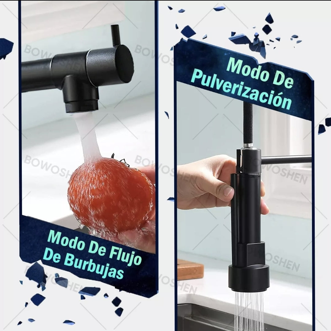 Grifo mono mando con llave flexible de acero inoxidable