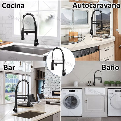 Grifo mono mando con llave flexible de acero inoxidable