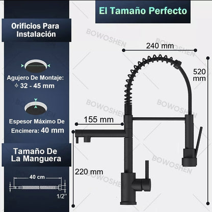 Grifo mono mando con llave flexible de acero inoxidable