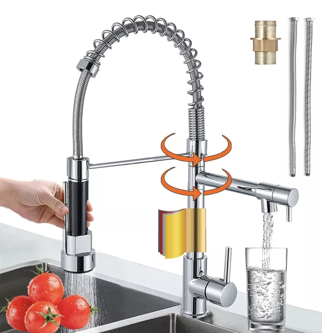 Grifo mono mando con llave flexible de acero inoxidable