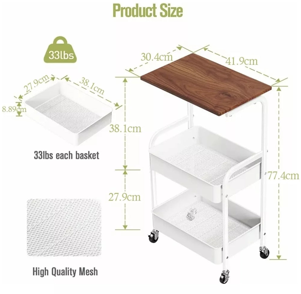 Carrito de almacenamiento con ruedas 3 niveles