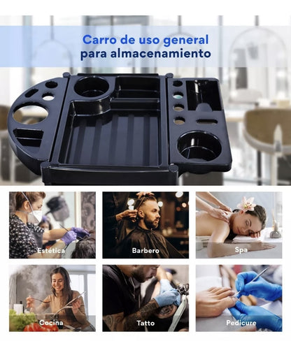 Carrito auxiliar de peluquería NEGRO