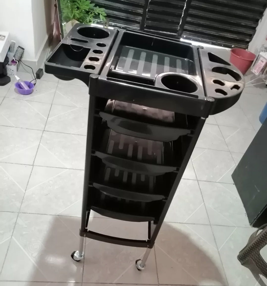 Carrito auxiliar de peluquería NEGRO