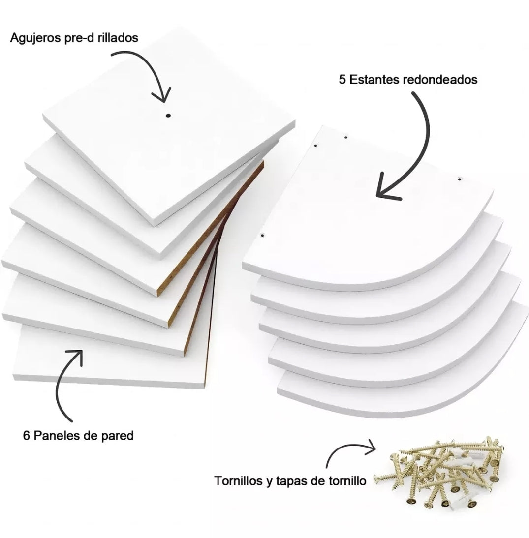 Repisas esquineras flotantes de 5 niveles INCLUYE 2 PIEZAS