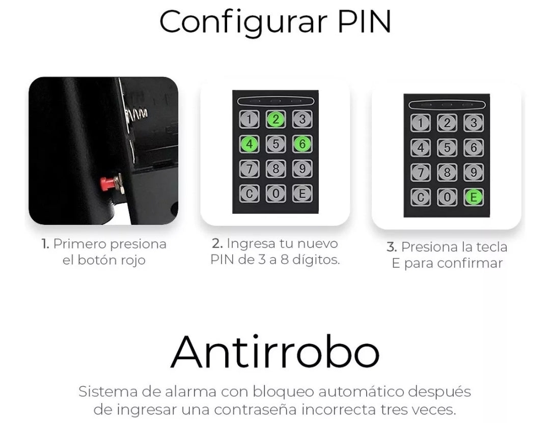 Caja Fuerte Digital De Alta Seguridad Con Código Y Llave
