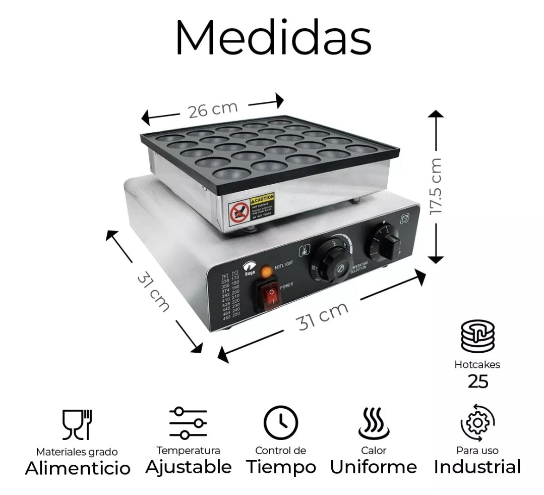 Máquina eléctrica para mini hotcakes 25pz