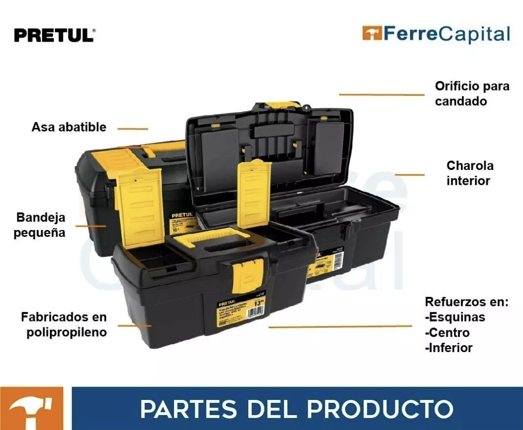 Kit 3 cajas de herramientas PRETUL 13" y 16"