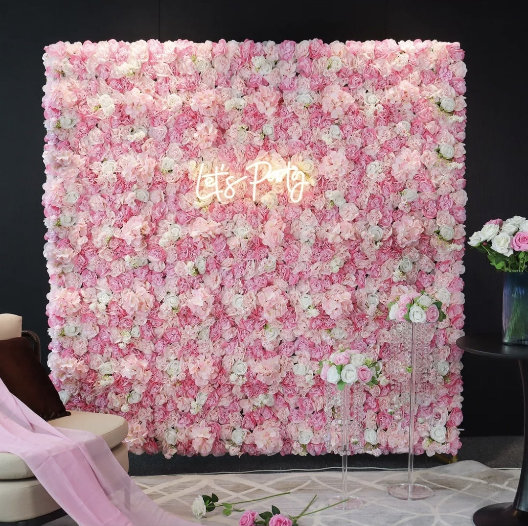 Panel flores rosas artificiales 12piezas 38x38cm