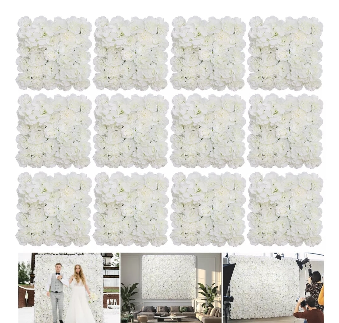 Panel flores rosas artificiales 12piezas 38x38cm