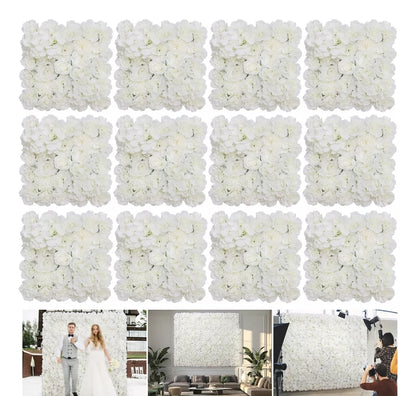 Panel flores rosas artificiales 12piezas 38x38cm