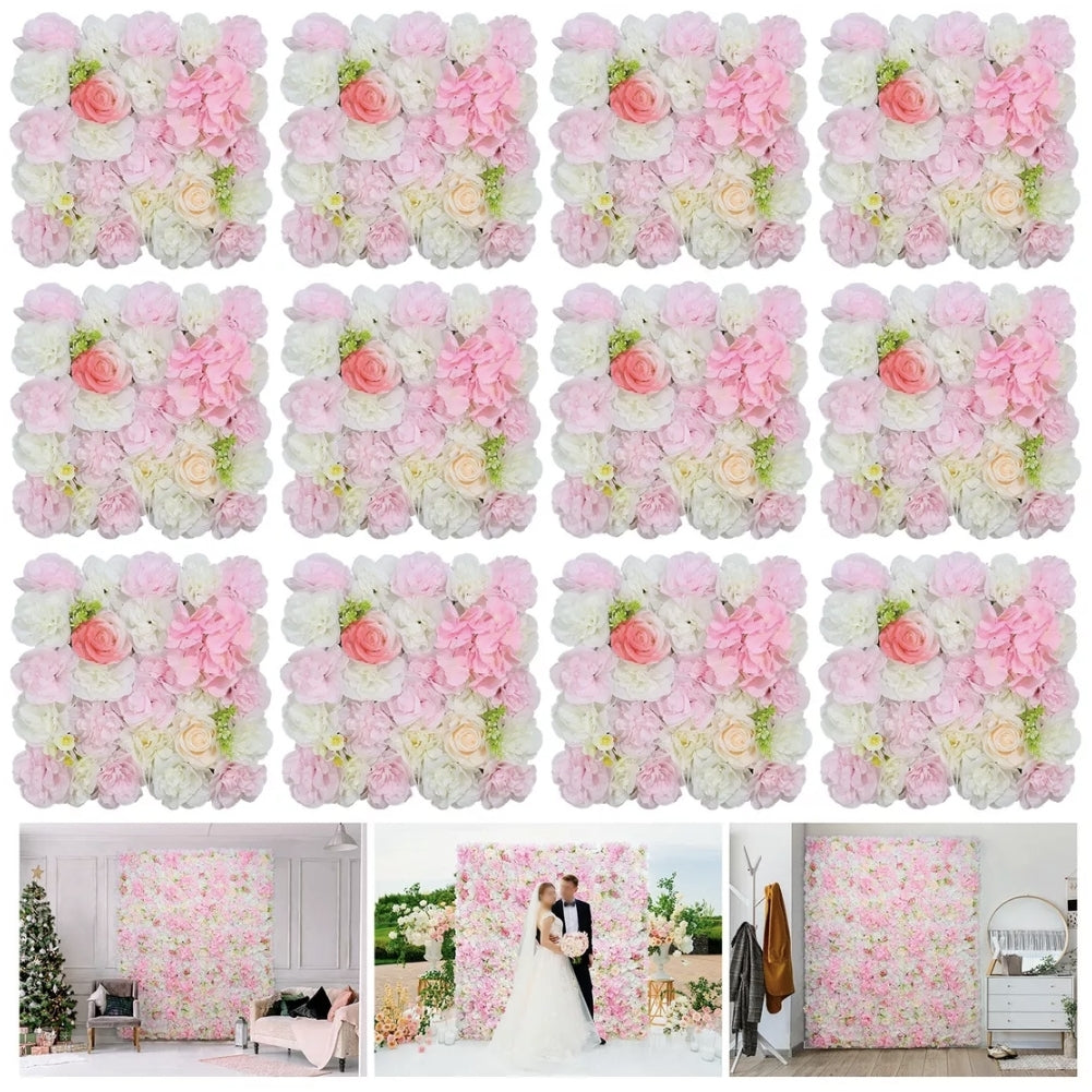 Panel flores rosas artificiales 12piezas 38x38cm