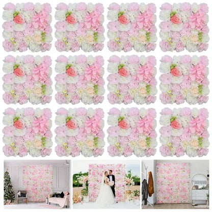 Panel flores rosas artificiales 12piezas 38x38cm