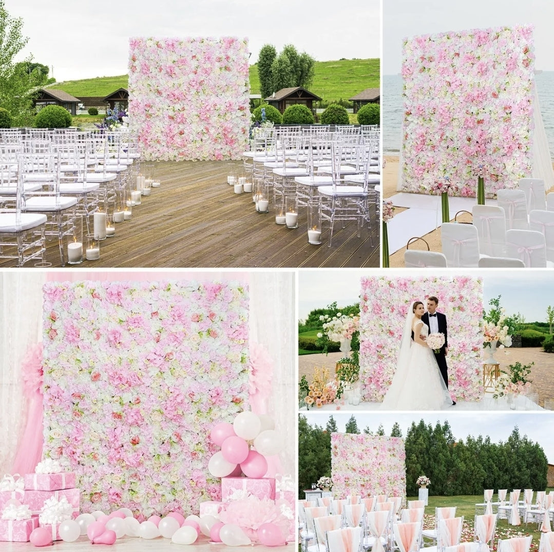 Panel flores rosas artificiales 12piezas 38x38cm