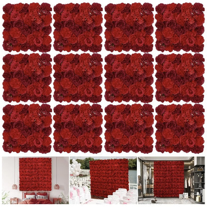 Panel flores rosas artificiales 12piezas 38x38cm