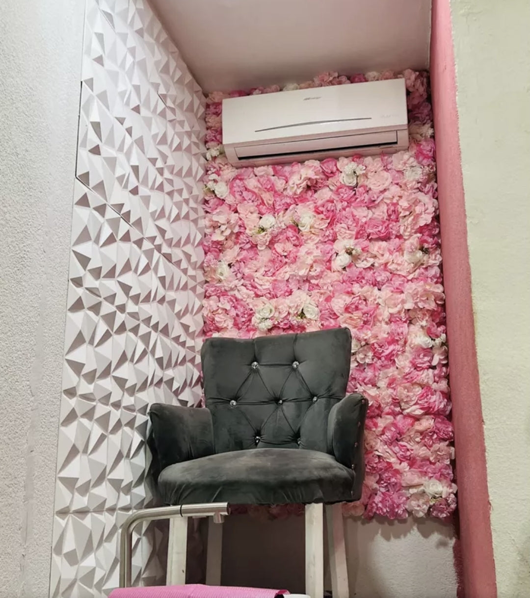 Panel flores rosas artificiales 12piezas 38x38cm