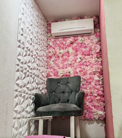 Panel flores rosas artificiales 12piezas 38x38cm