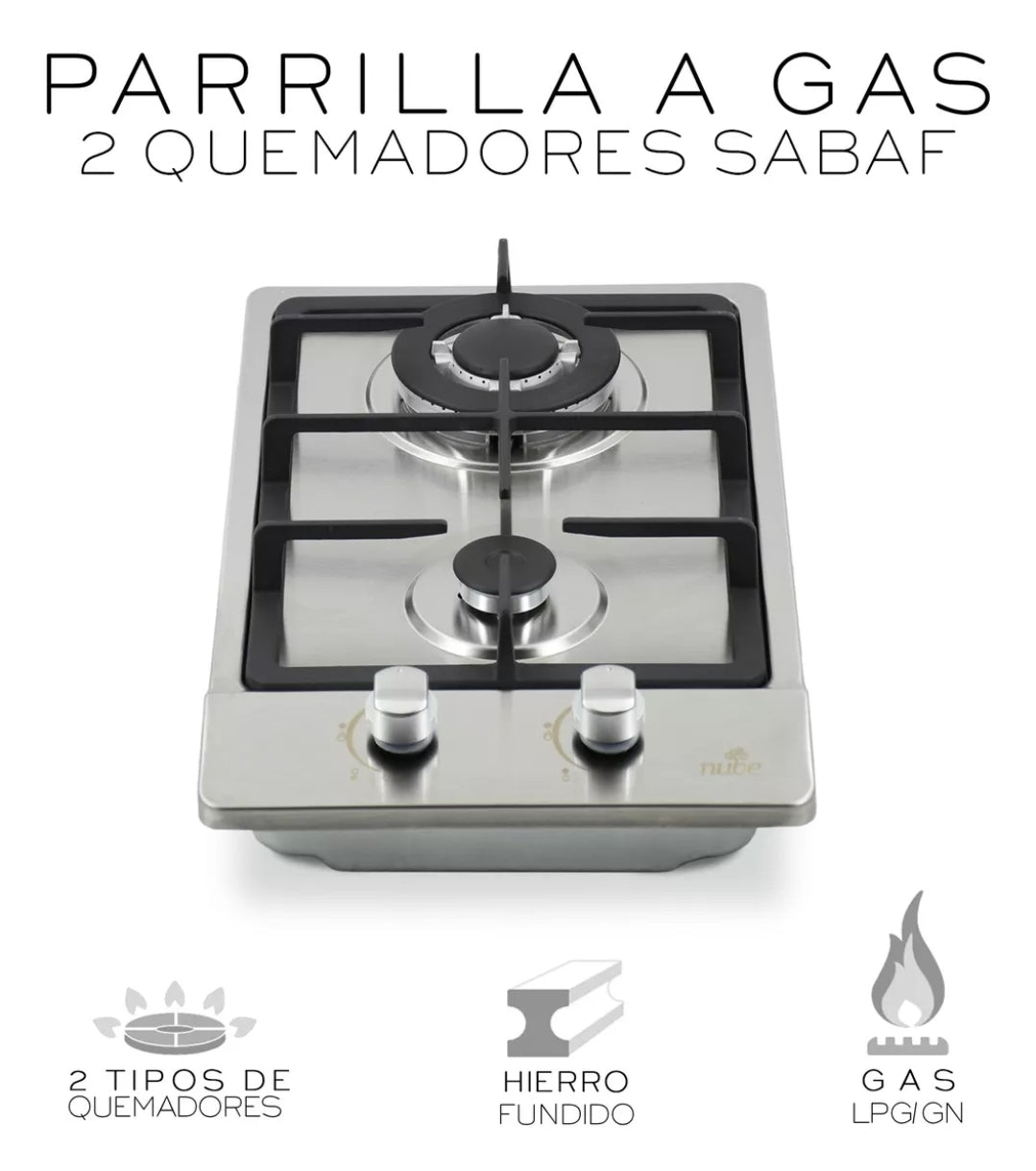 Parrilla acero inoxidable 2 quemadores