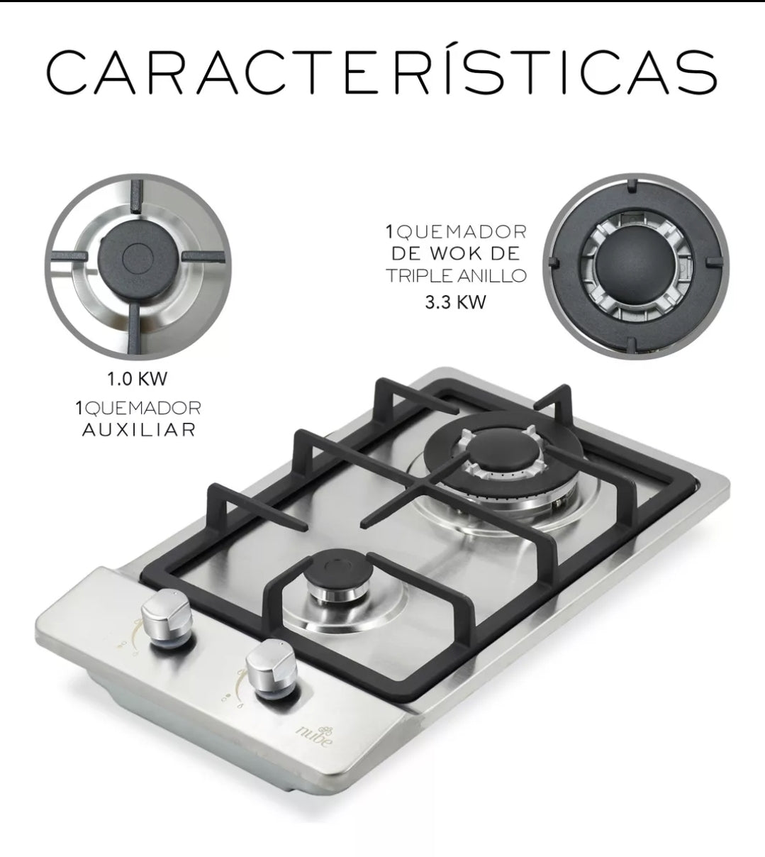 Parrilla acero inoxidable 2 quemadores