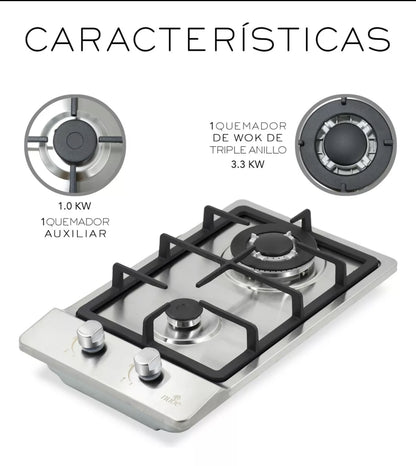 Parrilla acero inoxidable 2 quemadores
