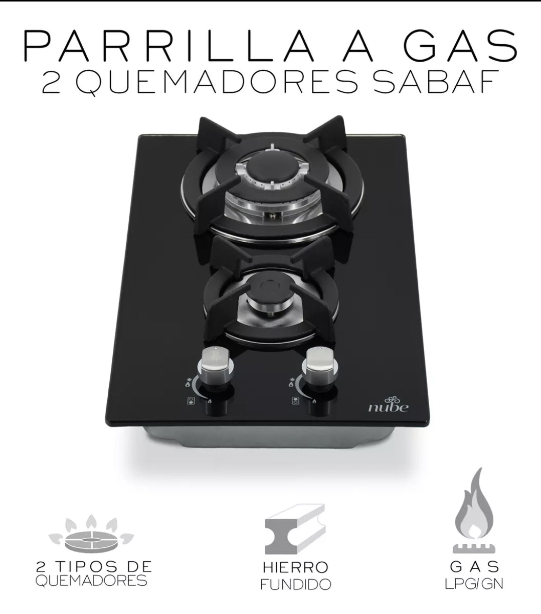 Parrilla negra a gas 2 quemadores